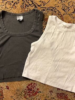 H&M Women’s Ribbed Tank Tops - Charcoal & White
